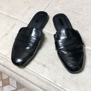 Forever 21 Black Faux Leather Mules